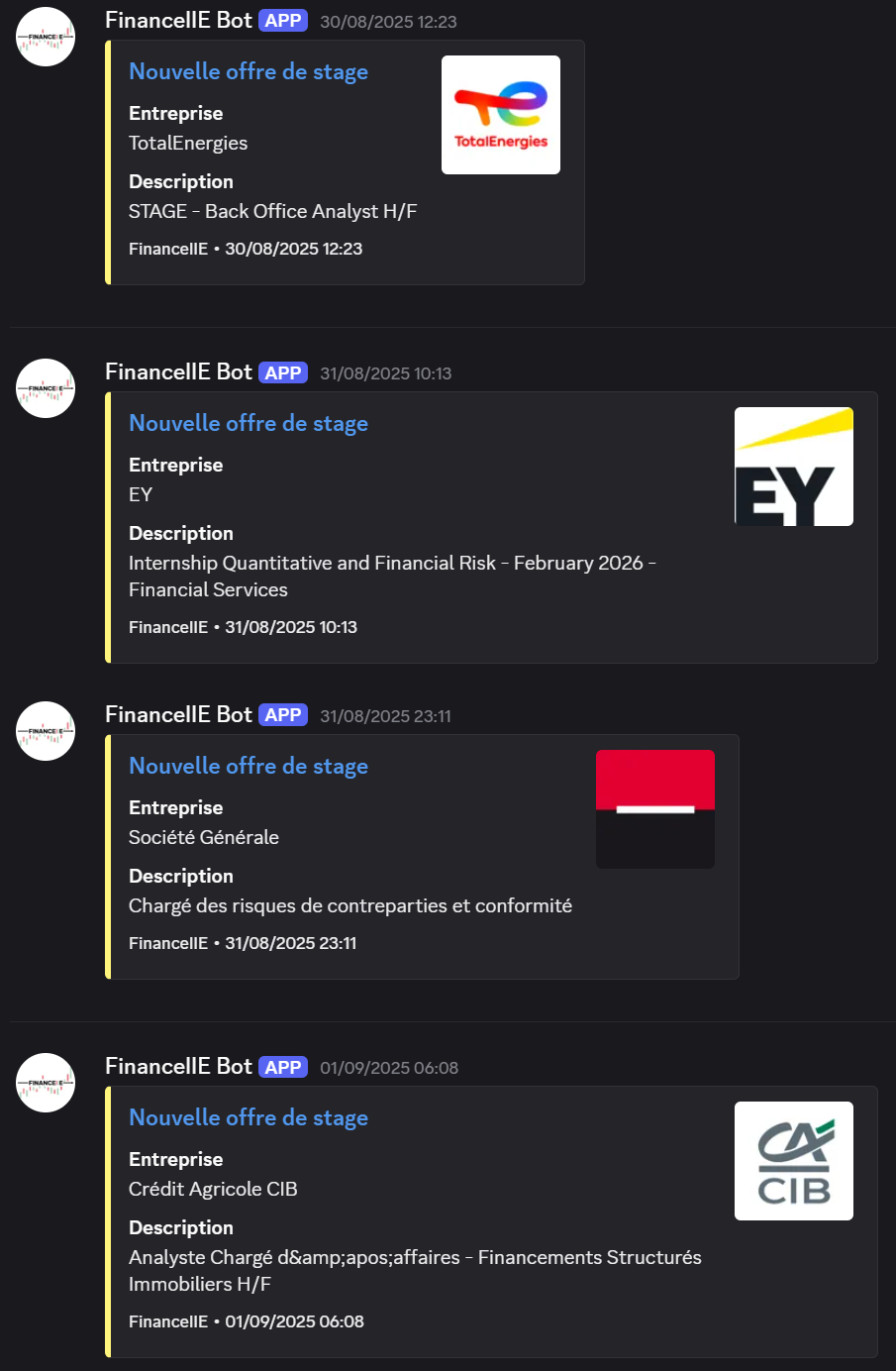 JobTeaser internship scraping to Discord